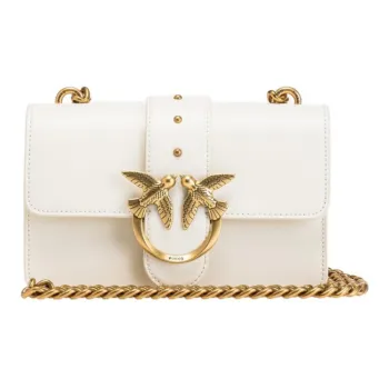 PINKO SIMPLY Calfskin Shoulder Bag, Crossbody Bag Mini Women's White
