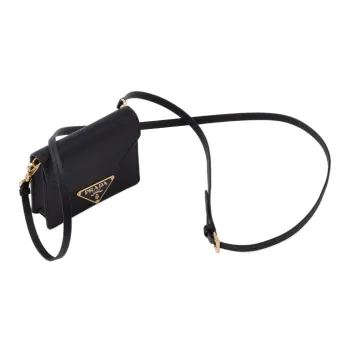 PRADA Cow Leather Shoulder Bag Crossbody Bag Card Holder Regular Women's Black