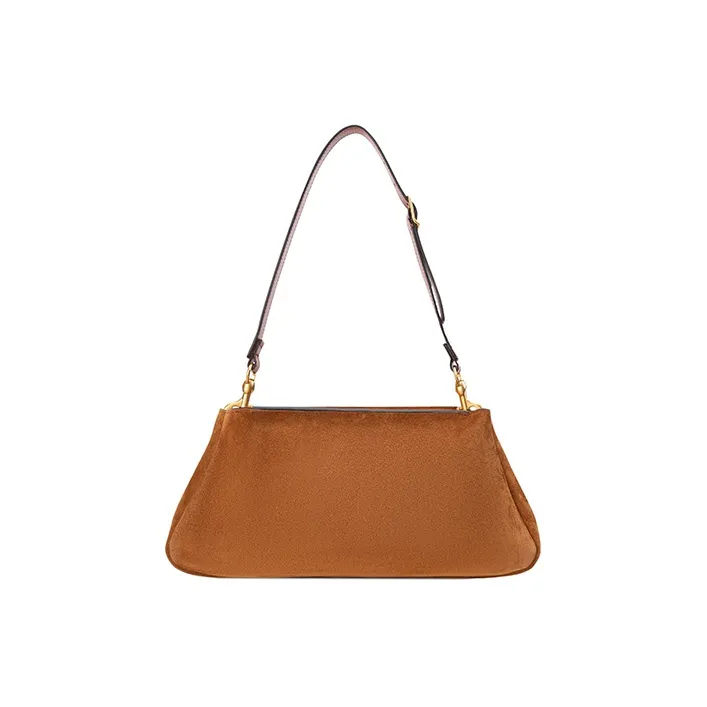 Chloe Marcie Grain Calfskin One Shoulder Handbag Clutch Women's Bright Brown-1