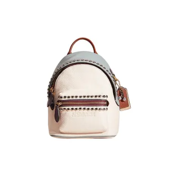 COACH Court Genuine Leather Backpack Small Size Women's Chalk White