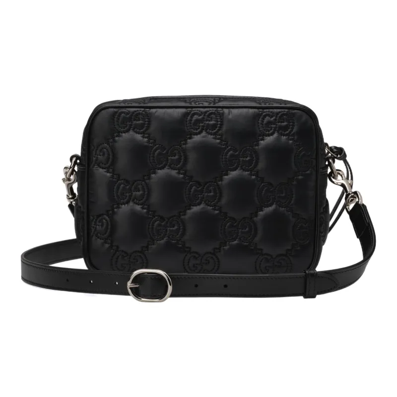 GUCCI GG Matelassé Leather Small Square Camera Bag Shoulder Bags Handbags Small Size Women's Black-4