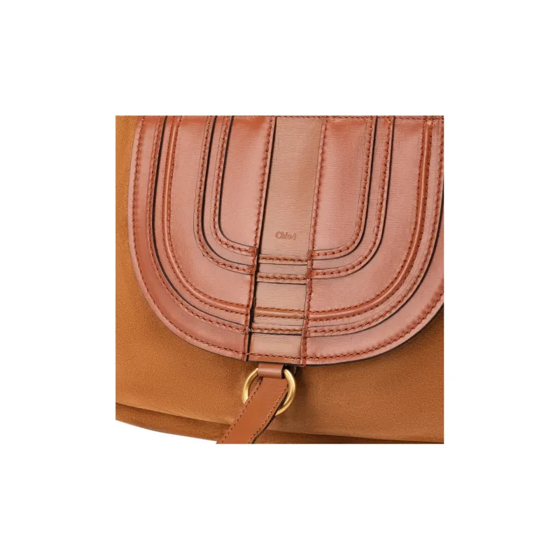 Chloe Marcie Grain Calfskin One Shoulder Handbag Clutch Women's Bright Brown-3
