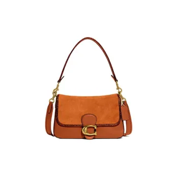 COACH Tabby Leather With Suede With Snake Skin Handbag, Shoulder Bag Women's Brown