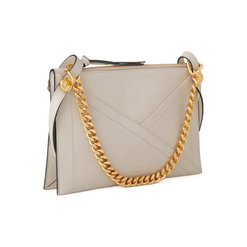 Mulberry Silky Calfskin Clutch, Shoulder Bag, Crossbody Bag, Handbag Medium Size Women's Ecru-2