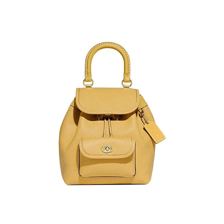 COACH Riya Cow Leather Backpack Medium Size Women's Yellow-0