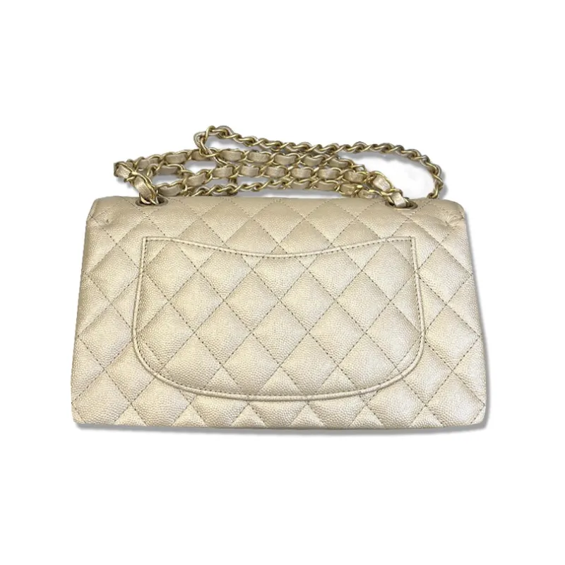 CHANEL Classic Flap CF Grain Embossed Cow Leather Flap Bag, Crossbody Bag, Shoulder Bag Trumpets Women's Gold-1