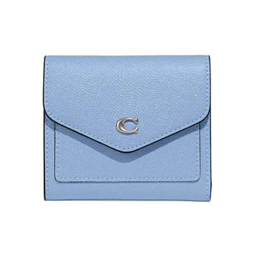COACH Wyn Cow Leather Wallet Small Size Women's Blue