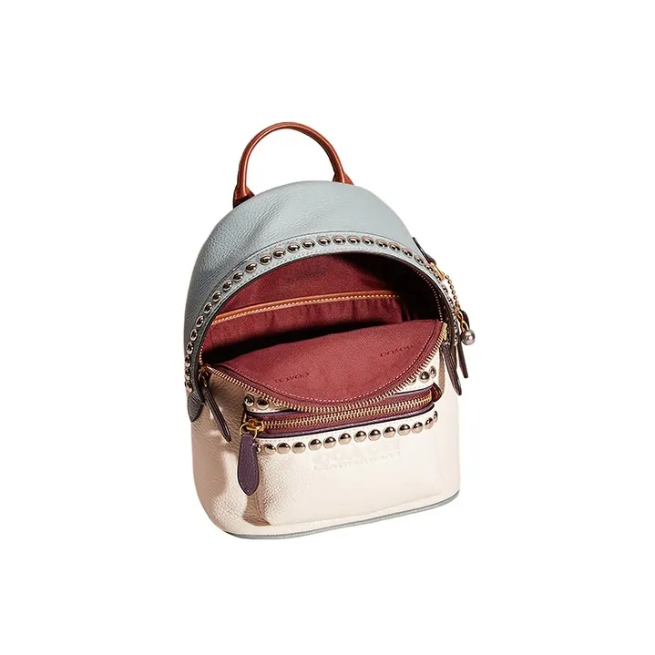 COACH Court Genuine Leather Backpack Small Size Women's Chalk White-2
