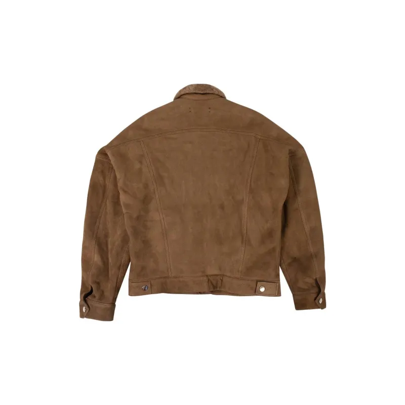 AMIRI Suede And Shearling Oversized Trucker Jacket-1