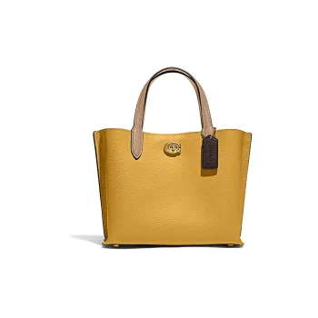 COACH Willow Split Cow Leather Tote Bag Shopping Bag Shoulder Bag Handbag Medium Size Women's Yellow
