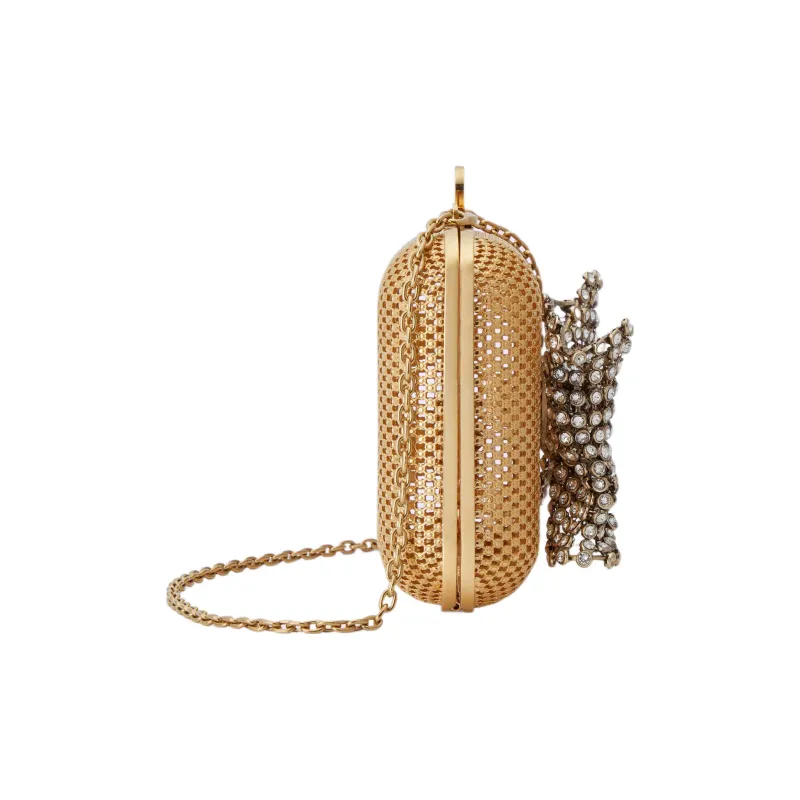 GUCCI Metal Shoulder Bag Clutch Women's Gold-3