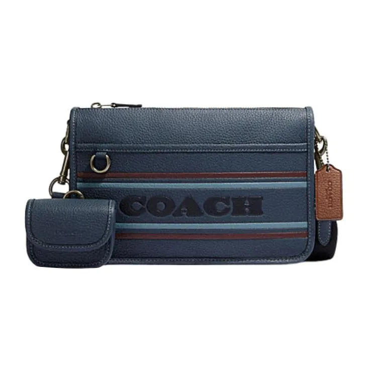 COACH Heritage Cow Leather Patchwork Shoulder Bag Crossbody Bag Medium Size Women's Dark Blue-0