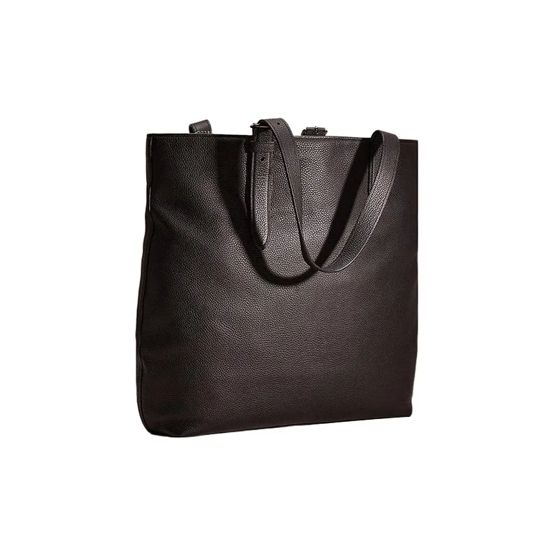 COACH Metropolitan Polished Pebbled Leather Tote Bag, Shopping Bag, Handbag, Shoulder Bag Large Size Women's Black-1