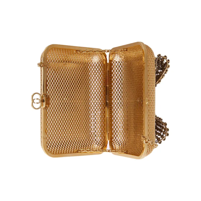 GUCCI Metal Shoulder Bag Clutch Women's Gold-5