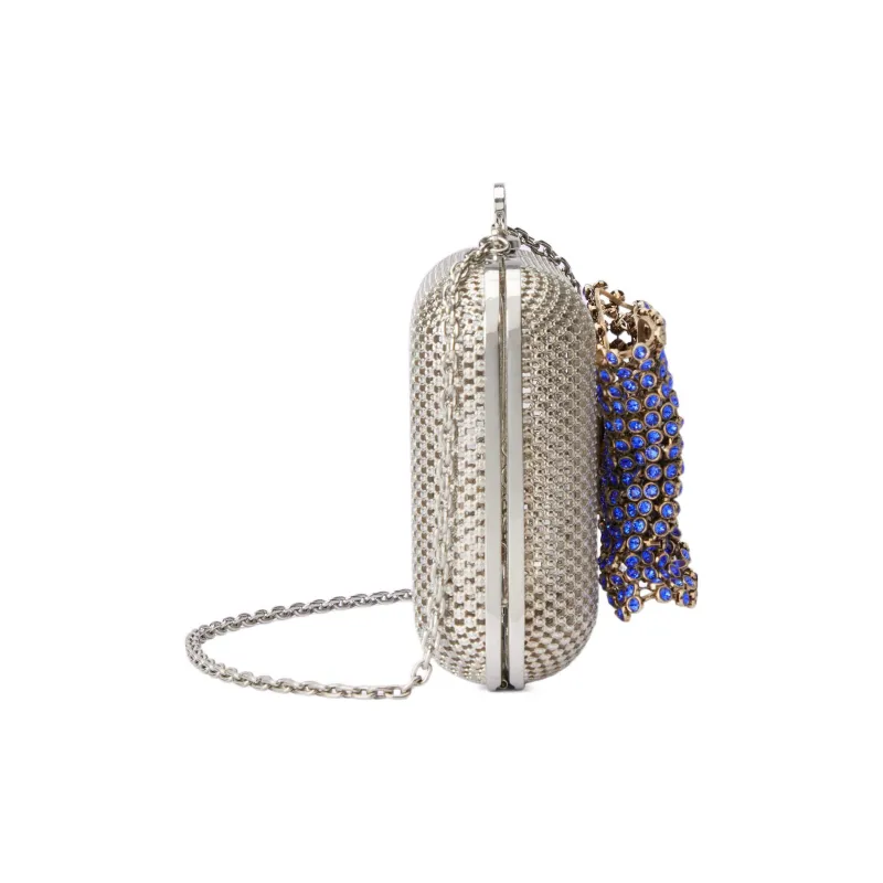 GUCCI Metal Shoulder Bag Clutch Regular Women's Silver-3
