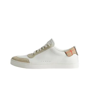 Burberry Cotton Check Sneakers Neutral White