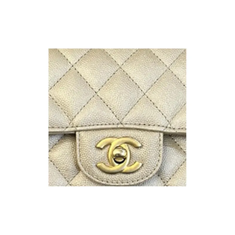 CHANEL Classic Flap CF Grain Embossed Cow Leather Flap Bag, Crossbody Bag, Shoulder Bag Trumpets Women's Gold-2