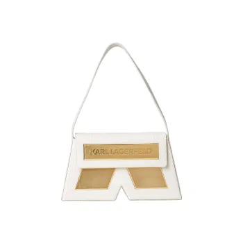 KARL LAGERFELD Cow Leather Handbag Shoulder Bag Women's White/Gold