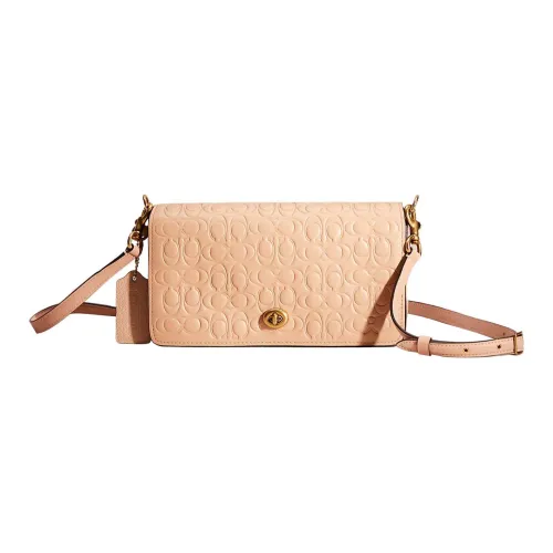COACH Dinky Calfskin Shoulder Bag Crossbody Bag Medium Size Women's Beech Wood Color