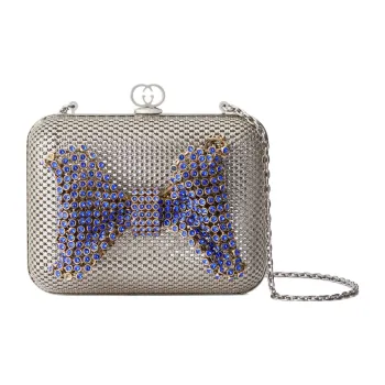 GUCCI Metal Shoulder Bag Clutch Regular Women's Silver