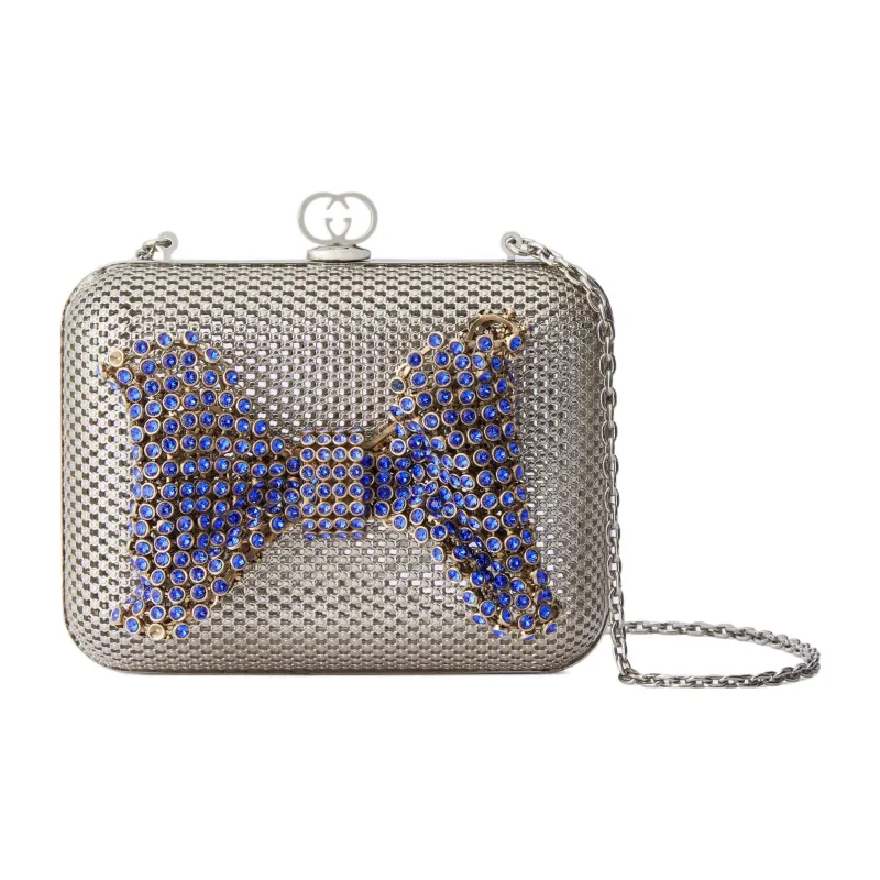 GUCCI Metal Shoulder Bag Clutch Regular Women's Silver-0