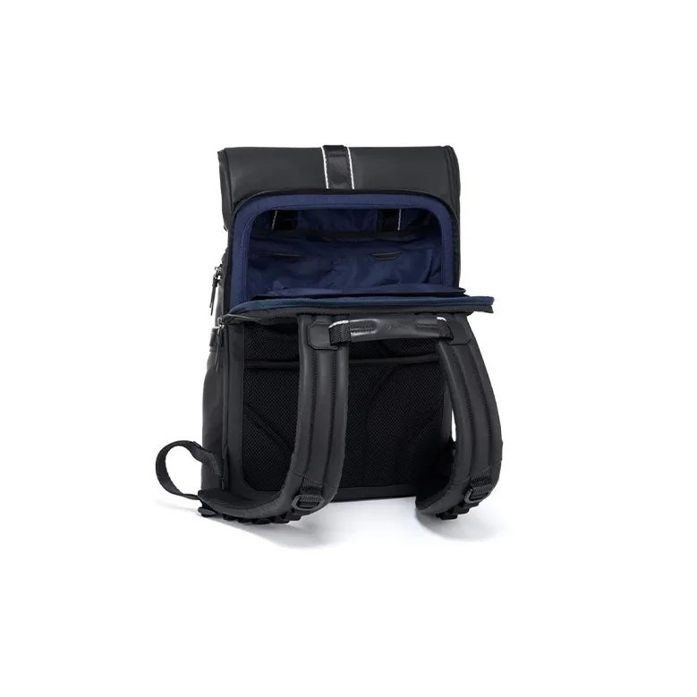 TUMI Coated Canvas With Leather Backpack Unisex Black-4