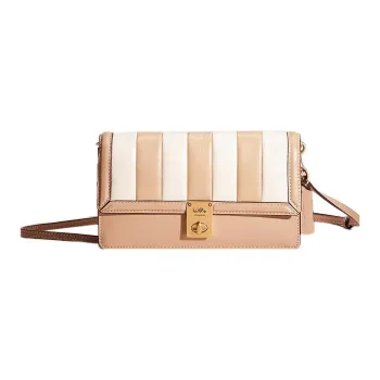 COACH Hutton Calfskin Grain Leather Shoulder Bag Clutch Small Size Women's Chalk White