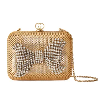 GUCCI Metal Shoulder Bag Clutch Women's Gold