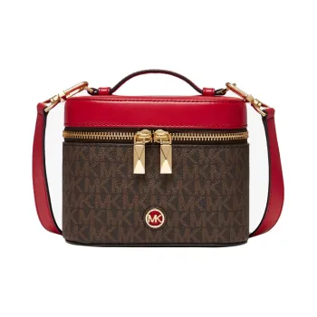 MICHAEL KORS Artificial Leather Bucket Bag, Box Bag, Crossbody Bag, Handbag Small Size Women's Dark Brown/Deep Red