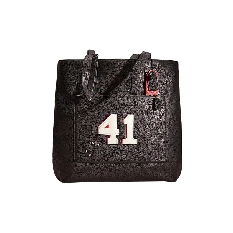 COACH Metropolitan Polished Pebbled Leather Tote Bag, Shopping Bag, Handbag, Shoulder Bag Large Size Women's Black-0