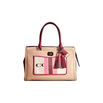 COACH Legacy Glove Tanned Leather, Leather One Shoulder Handbag Large Size Women's Light Khaki With Dark Khaki Accent
