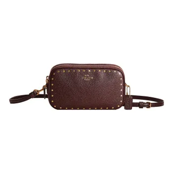 COACH Sadie Leather Shoulder Bag Crossbody Bag Clutches Small Size Women's Ox Blood Red