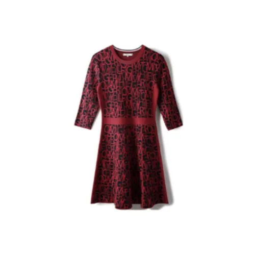 Tommy Hilfiger Long-Sleeved Dresses Women's Red/Black Pattern