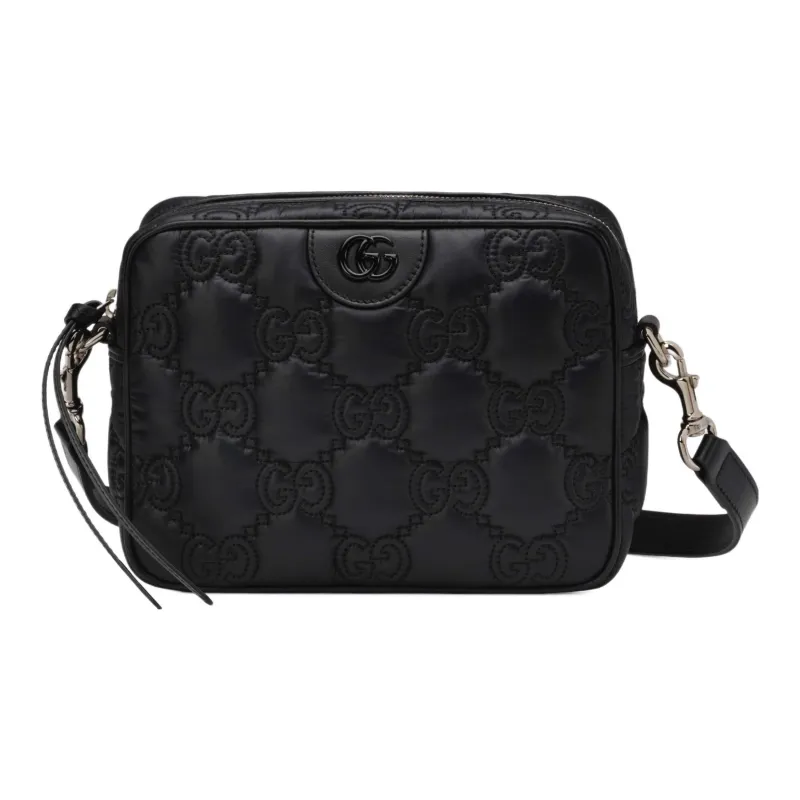GUCCI GG Matelassé Leather Small Square Camera Bag Shoulder Bags Handbags Small Size Women's Black-0
