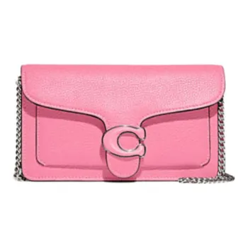 COACH Tabby Pebbled Leather One Shoulder Crossbody Clutch Small Size Women's Pink