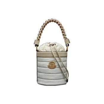 Moncler Leather Detail Bucket Bag, Handbag, Shoulder Bag, Crossbody Bag Women's White