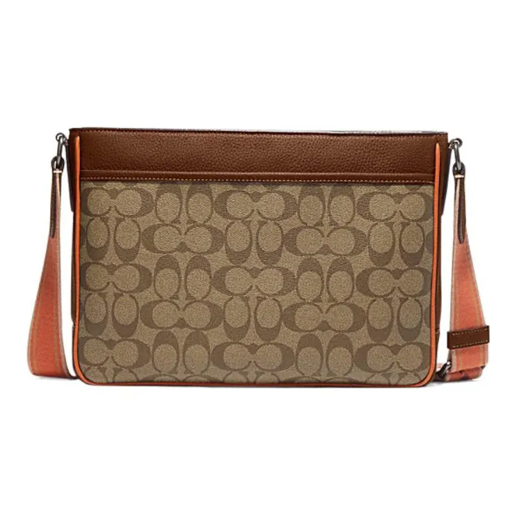 COACH With Cow Leather And PVC Shoulder Bag, Crossbody Bag Tubas Men's Tan-2