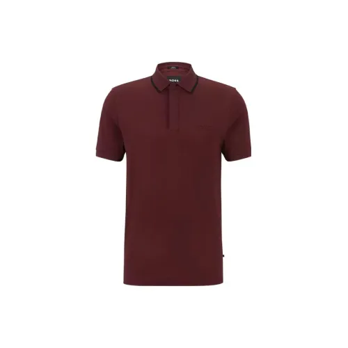 HUGO BOSS Performance Polo Shirts Men Dark Red