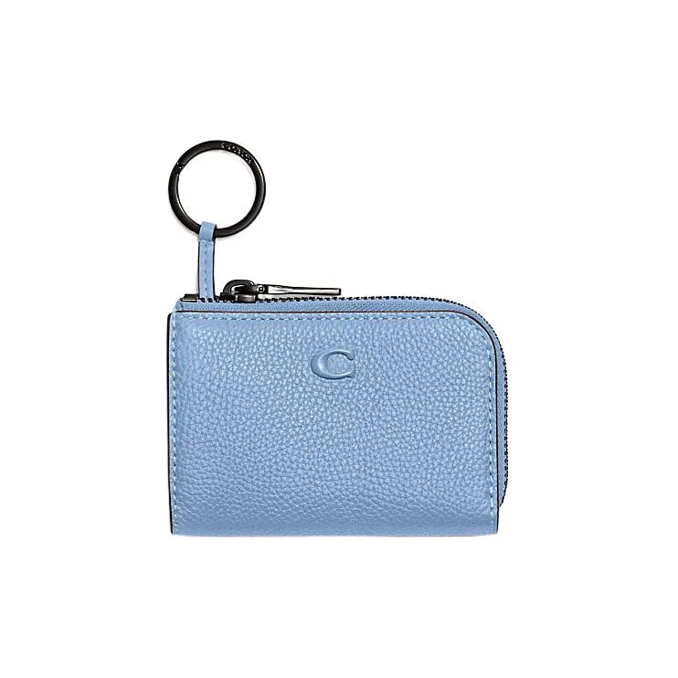 COACH Card Case Cow Leather Key Pouch Mini Women's Blue-0