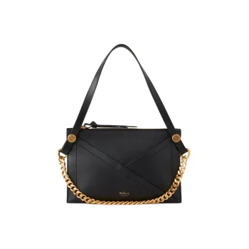 Mulberry Silky Calfskin Clutch, Shoulder Bag, Crossbody Bag, Handbag Medium Size Women's Black