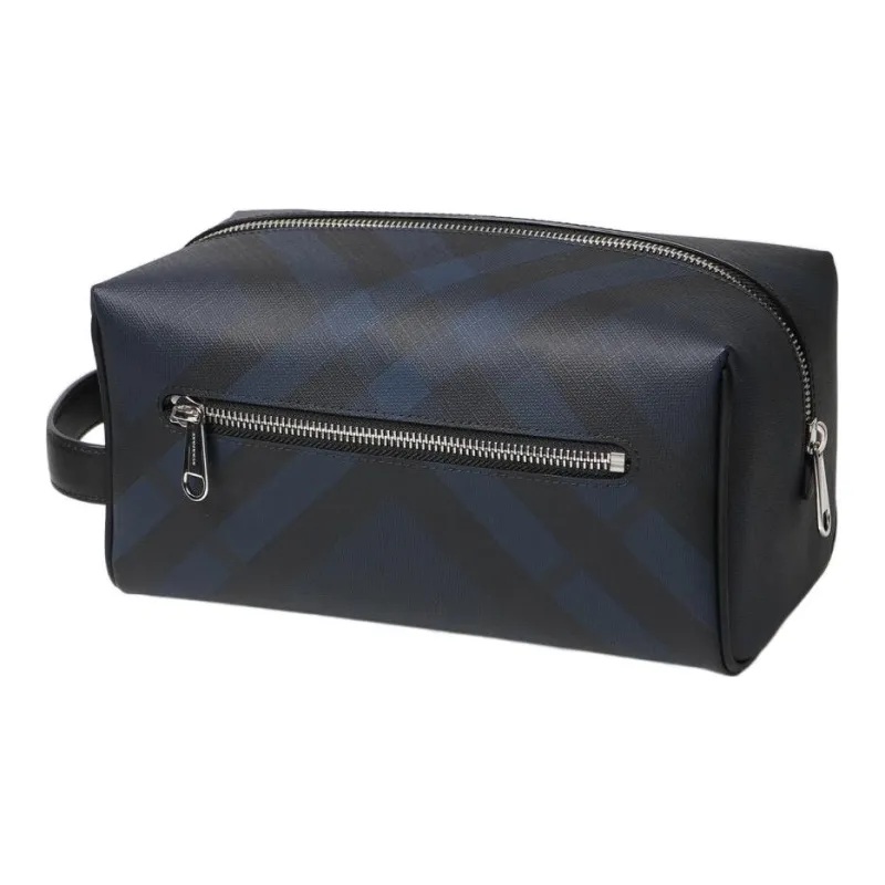 Burberry London Polyester Travel Bag Clutch Toiletry Bag Storage Bag Men's Blue Black-1