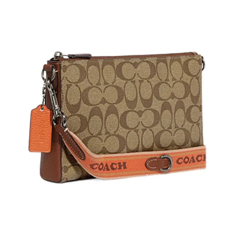 COACH Holden PVC With Cow Leather Shoulder Bag, Crossbody Bag Medium Size Women's Tan-1