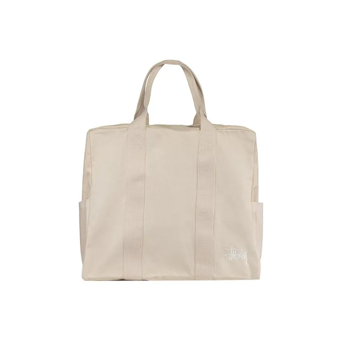 Stussy Cotton Canvas Bag, Flight Bag, Handbag Regular Unisex Ecru-0