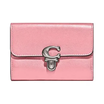 COACH Studio Cow Leather Wallet Medium Size Women's Pink