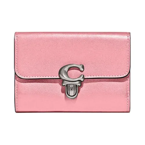 COACH Studio Cow Leather Wallet Medium Size Women's Pink