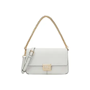 MICHAEL KORS Sonia Cow Leather Shoulder Bag, Crossbody Bag Medium Size Women's White