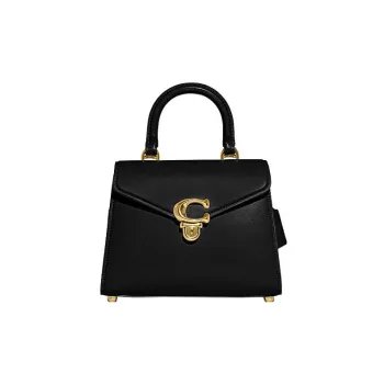 COACH Top Handle Cow Leather Handbag Shoulder Bag Crossbody Bag Medium Size Women's Black
