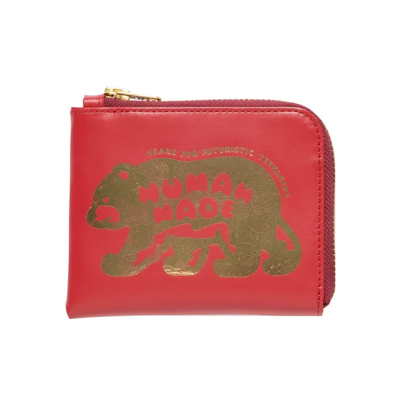 HUMAN MADE Leather Coin Purses Wallets Unisex Red-0