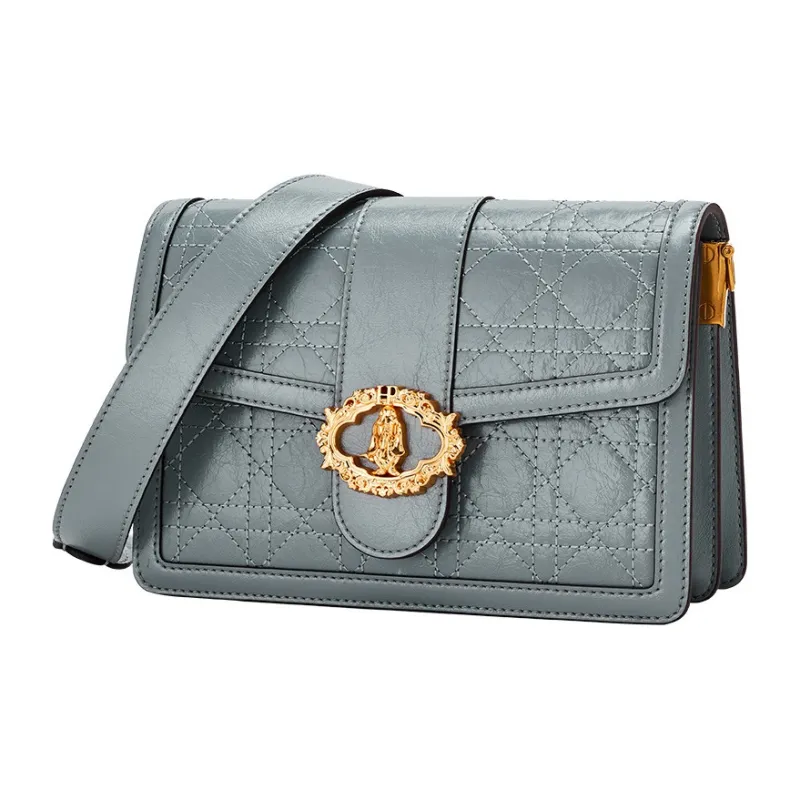 Hush Puppies Top Grain Cow Leather Small Square Bag, Crossbody Bag, Shoulder Bag Medium Size Women's Gunmetal-8