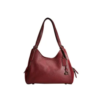 COACH Lori Pebbled Leather With Suede Handbag, Shoulder Bag Women's Dark Red